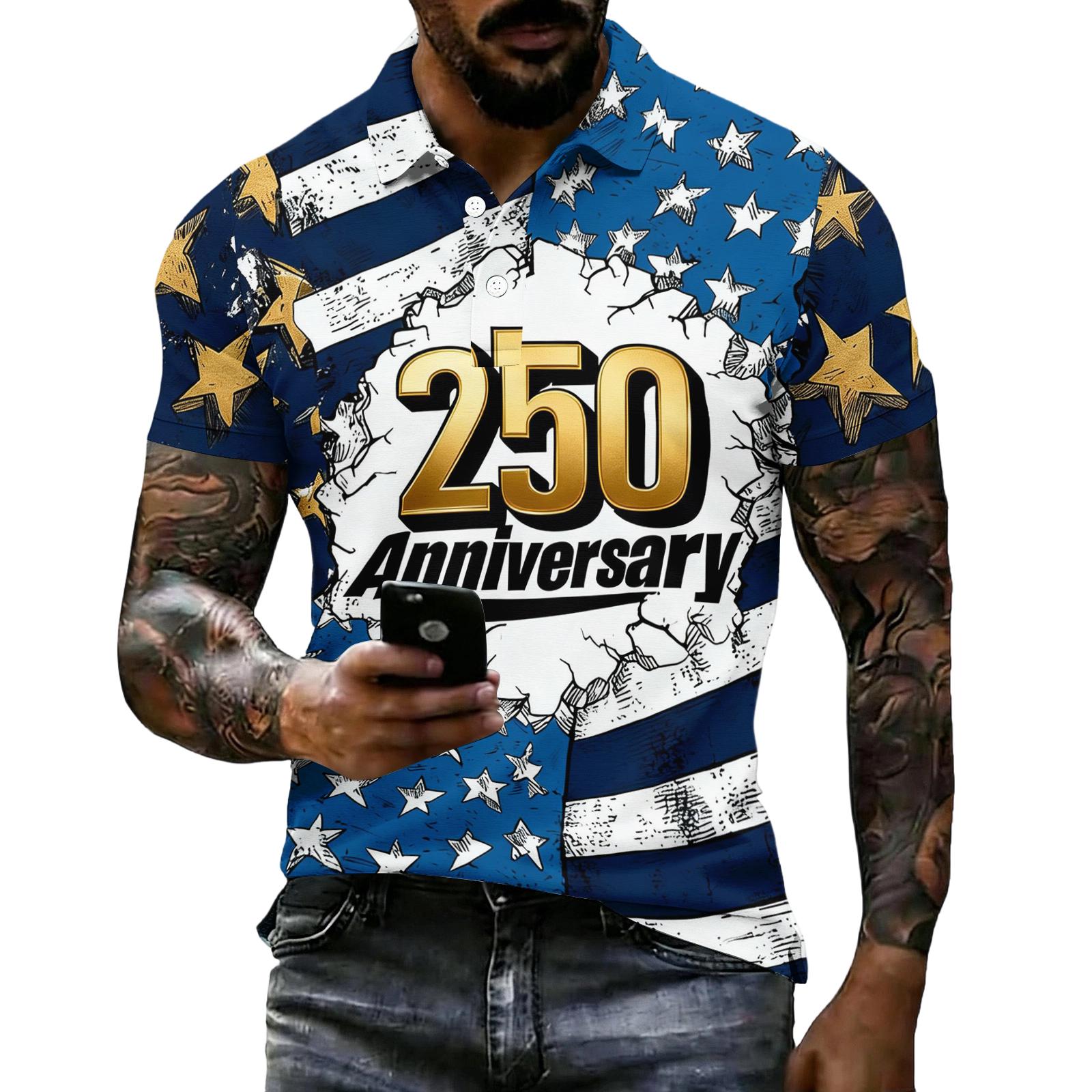 250 Anniversary USA Shirt Flag Shirt USA 250Th Anniversary Shirt 250 Years America Shirt for Men Polo Style L