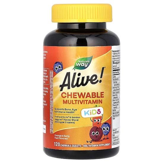 

Nature s Way- Alive! Children s Chewable Multi-Vitamin, Orange, Berry, 120 Chewable Tablets