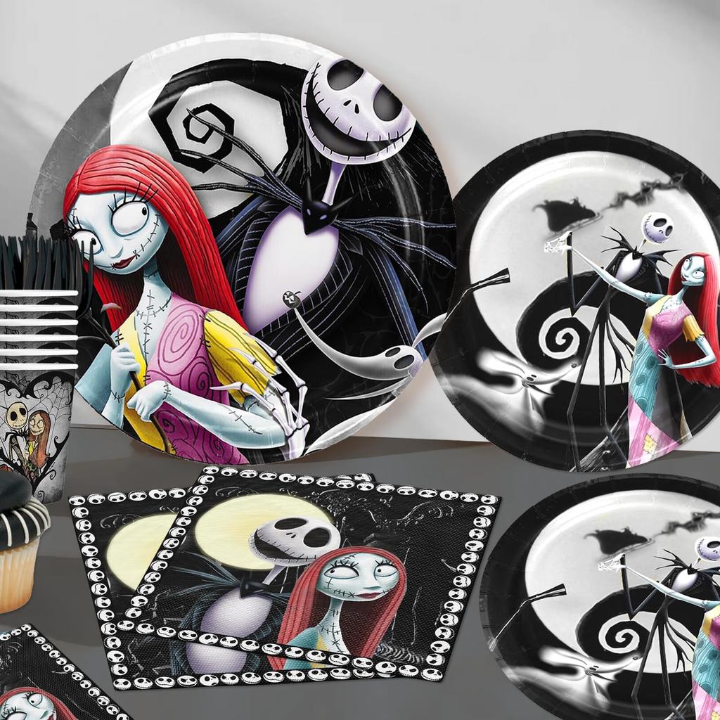 145pcs Movie Christmas Party Decorations Include Tableware Set Banner Hanging Balloon Tablecloth Cake Topper Cupcake Toppers, for Kids and Adults