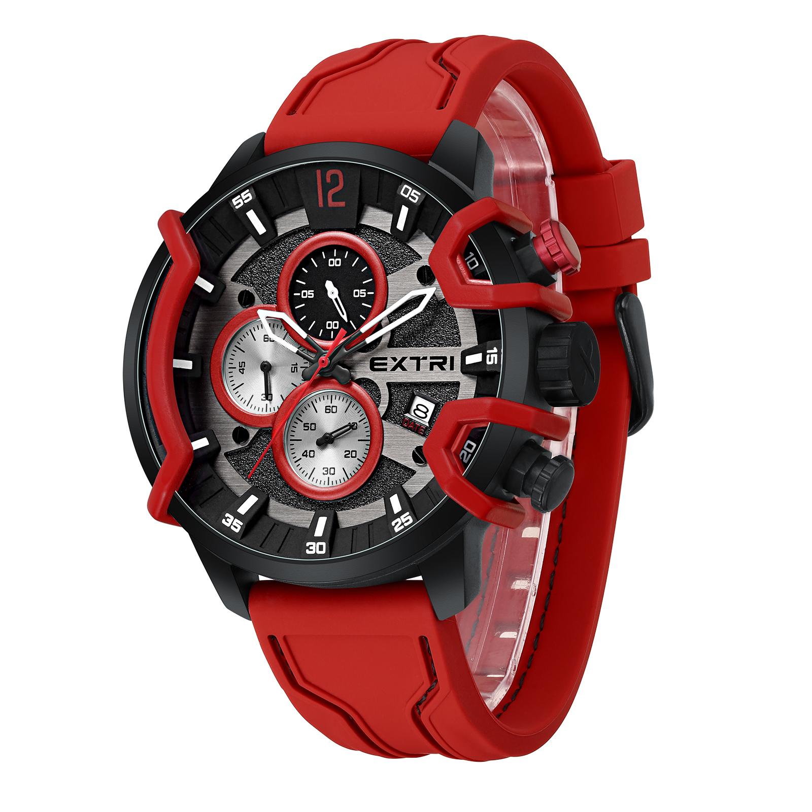 

Мужские спортивные часы Кварцевые часы Мужские часы Мета Календарь Часы Силиконовый ремешок для мужчин красный