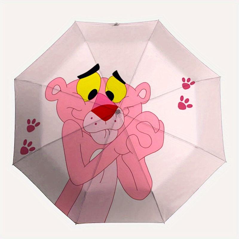 

1PC Pink Panther Automatic Open/Close Umbrella - Compact Travel Umbrella, 8-Rib Heavy-Duty Construction, Ideal Gift 0828159