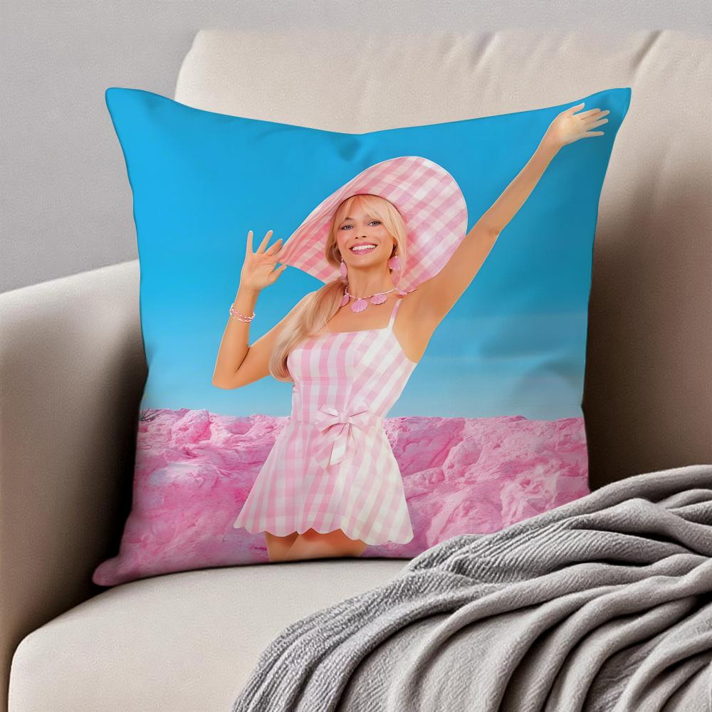 MMargot Robbie Cushion Cover Pillowcase Antidustmite Invisible Zipper Short Plush Sofa Cushion