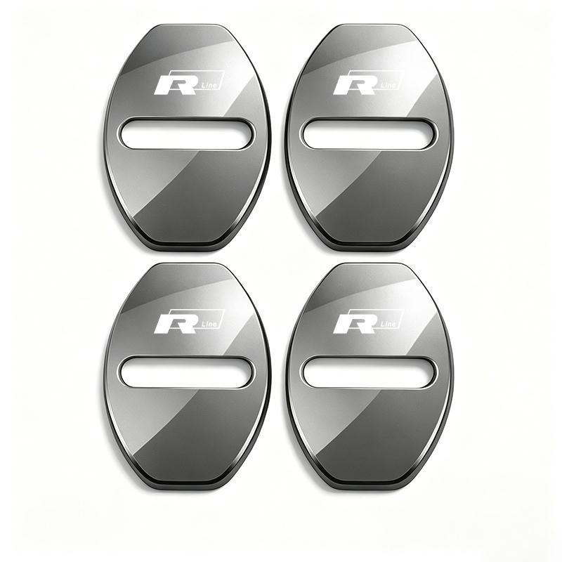 4Pcs Zinc Alloy Car Door Lock Buckle Protection Cover Anti-Collision Shock Absorbing Cushion For VW Golf T‑Roc Tiguan Polo MK7