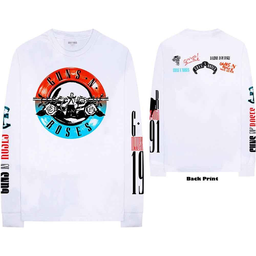 Guns N  Roses Motorcross Logo L/S Shirt White New Unisex T-Shirt XL