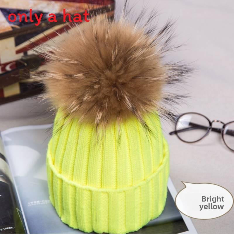 Adult Acrylic Knit Hat With Plush Ball Winter Warmth For Autumn And Winter