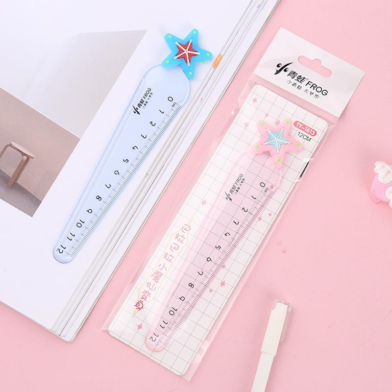 3Pcs Kawaii Star/Carrot/Sword Straight Ruler Cute Transparent Rulers Student Stationery Measuring Drawing Tools Office School Supplies