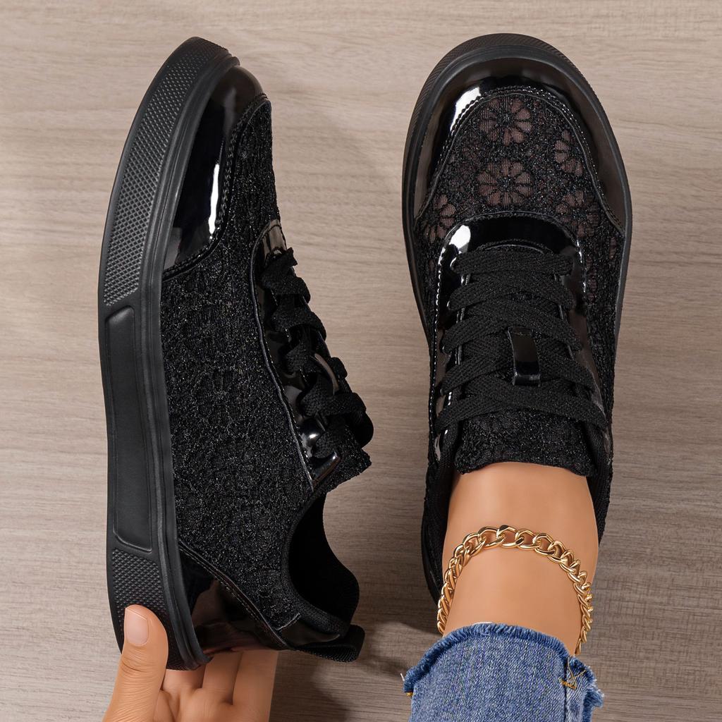 Scarpe da Donna Versatili Scarpe Casual Primaverili Allacciatura Intagliate Piatte Sneakers Traspiranti Casual quotidiane Comode Leggere Antiscivolo Suola morbida Facili da indossare