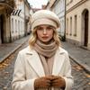 Outdoor Shopping Headgear Knitted Beret Hat for Women, Winter Warm Painter Cap, Fleece Lined, Cozy Solid Color Artist Cold Weather Weekend Leisure