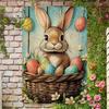 Easter Egg  Bunny Metal Sign X  RustResistant Wall Art for Cafe Kitchen Garden  Outdoor Decor