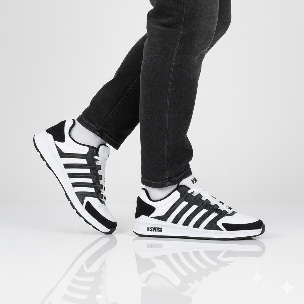 K-SWISS Vista Trainer - Men's Sneakers Shoes White-Black 07000-034-M ORIGINAL