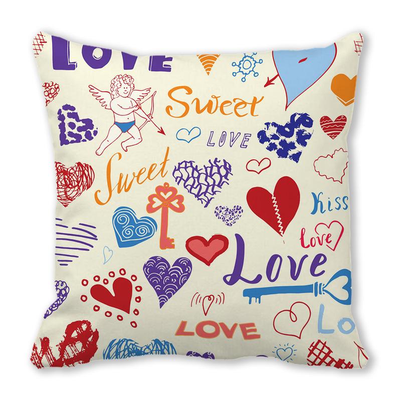Home Decor Valentine Love Phrases Cushion Cover Decor Pattern Cushion Cover Suitable for Sofa Bedroom Car Pillow Cover