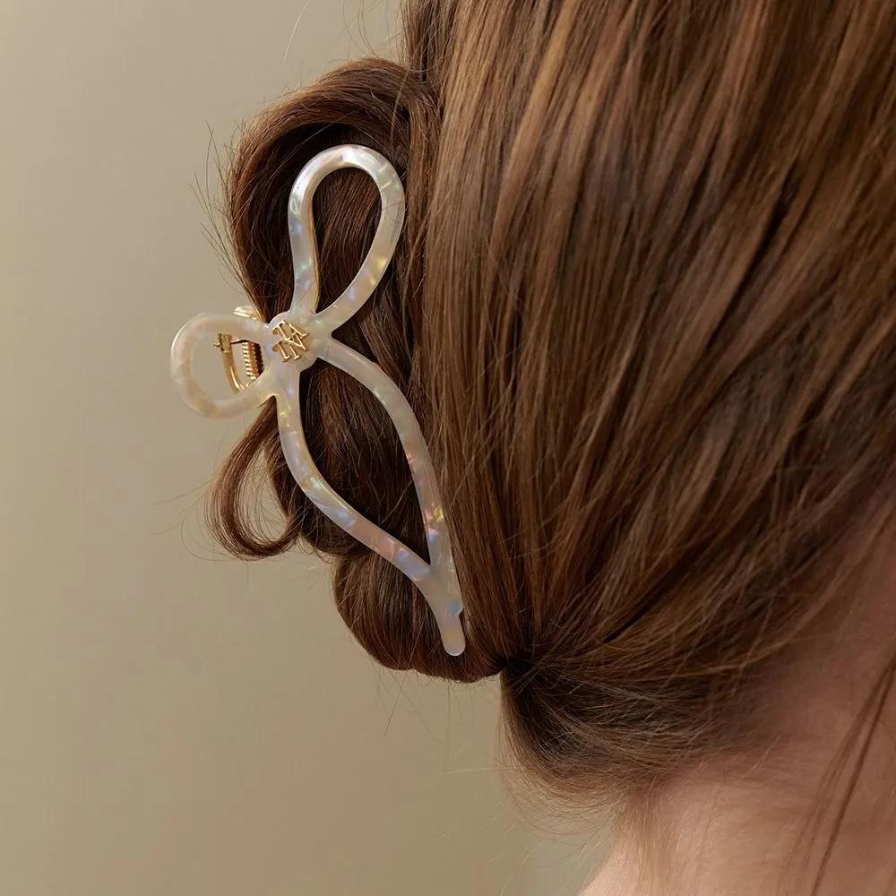 Marbling Curve Ribbon Hair Crow Clip HB2259 Mable IVORY