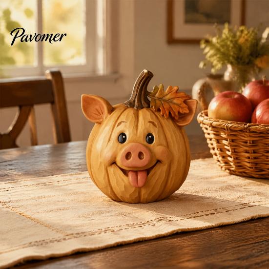 Harvest Theme Collectible Ornaments Artificial Pumpkin Decor, Cute Animals Decorative Pumpkins, Thanksgiving Resin Pumpkins Seasonal Farmhouse