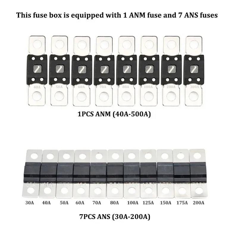 12V 32V 48V Fuse Block Durable MIDI 7 Way 1PCS ANM FUSE AND 7 PCS ANS Fuse Block Box Holder for RV Car Boat Bus Accessory