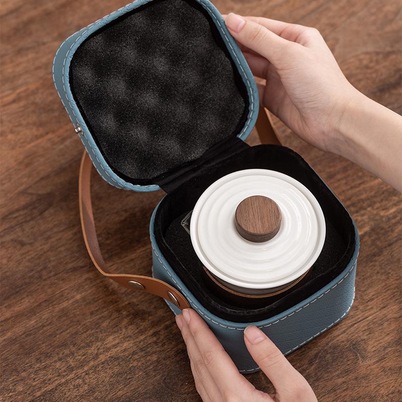 Suet Jade Porcelain High-end Express Cup One Pot Three Cups Portable Travel Tea Set Enterprise Company Business Gift