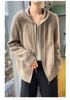 Women's Korean Solid Color Wool Hooded Sweatshirt - Loose, Soft, Casual Outerwear