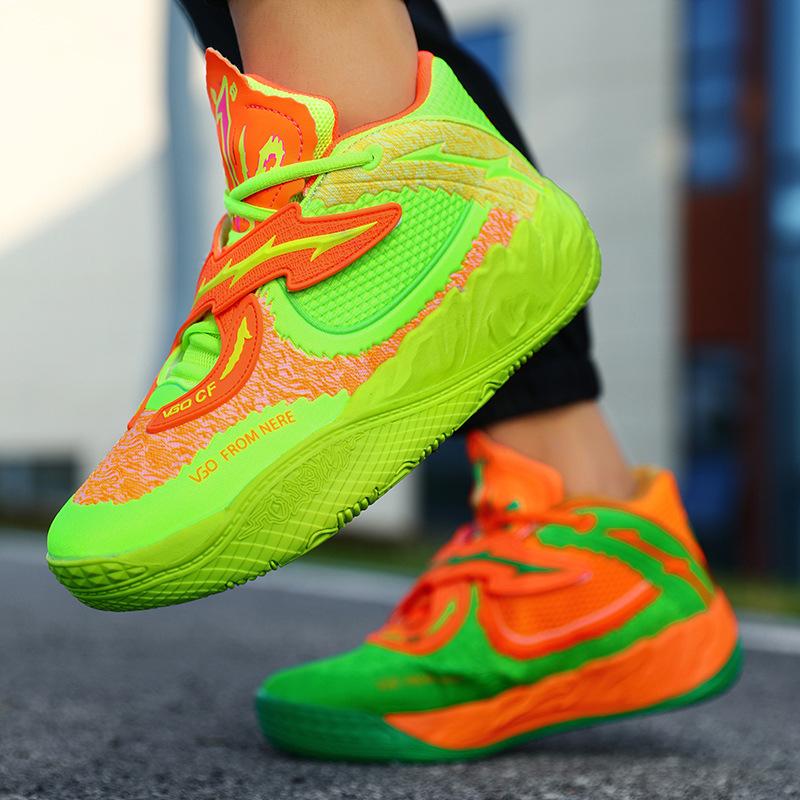 Basketball shoes for men and women, couples, mandarin ducks, two-color mesh medium to help primary school students, and a pair of trendy sports shoes