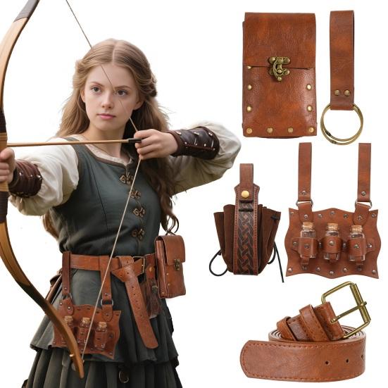 1 Set Renaissance Belt Pouch Retro Coin Purse Skirt Hike Faux Leather Medieval Fanny Pack with Adjustable Waist Strap Casual Waist Bag for Cosplay