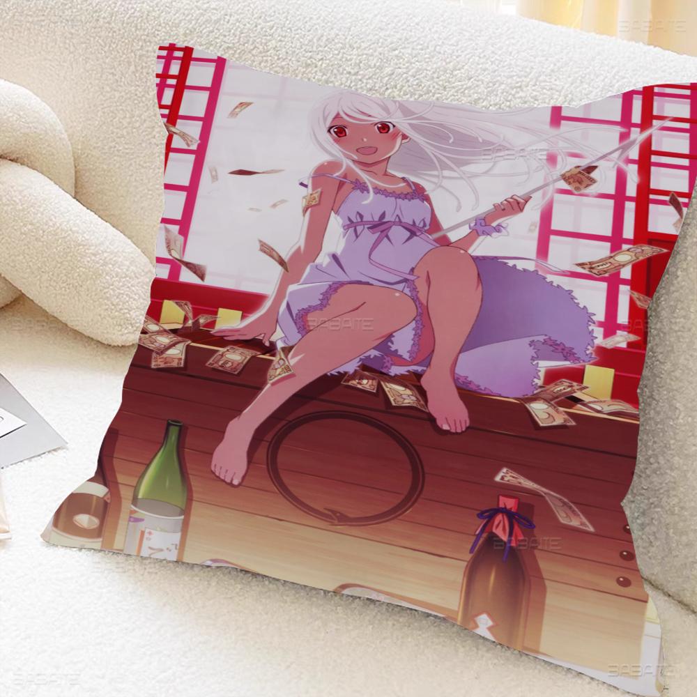 Monogatari Anime Cushion Cover Car Throw Pillow Case For Sofa Car Christmas Gift 40x40cm 45x45cm