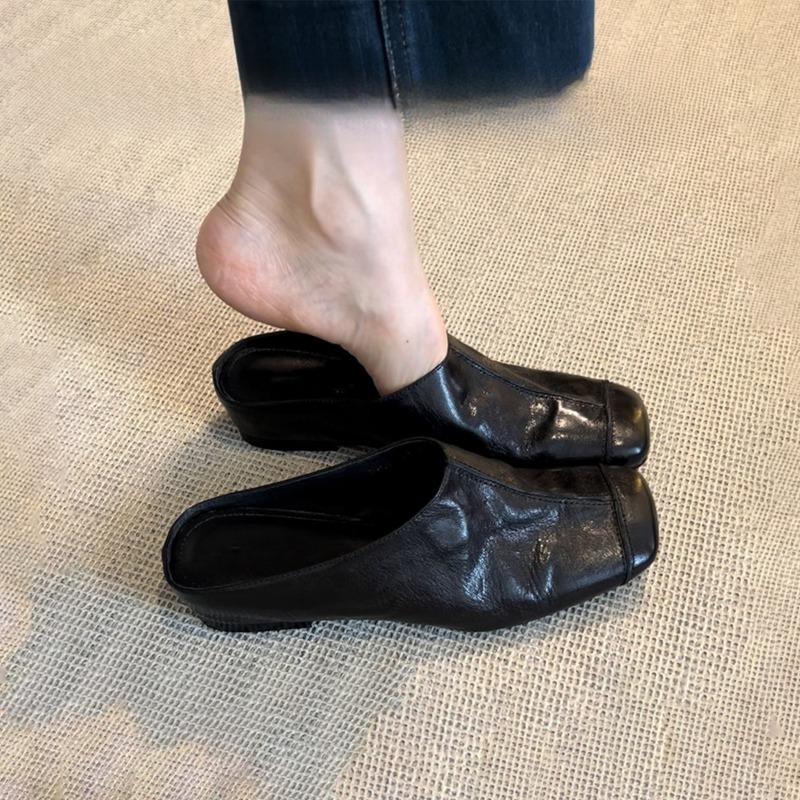 Baotou Semi-slipper Women's New Style Insole Height-increasing Flip-flops Retro Lazy Shoes