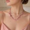 Layered Flower Necklace Set for Women, Dainty Crystal Snowflake Adjustable Choker with Extender, Silver Plated Summer Beach Jewelry, Sweet Vacation