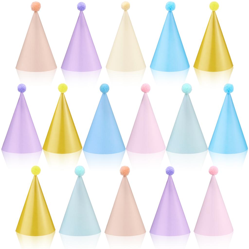 Pastel Birthday Party Hats For Kids Glitter Powder Rainbow Cone Kids Hats Pastel Rainbow Themed Paper Ha-Ts