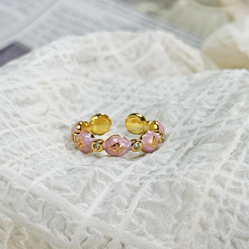 Purple Romantic Enamel Oil Dropping Butterfly Flower Opening Ring Female Niche Sweet Temperament Ring