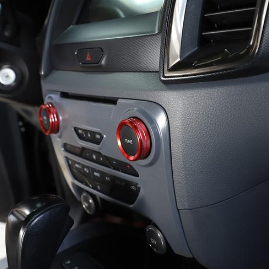 Red Volume Adjustment Knob Conditioning Switch Ring Trim For Ford Ranger 2015-18