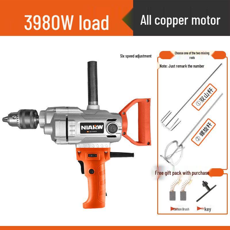 High-Power Electric Mixer for Paint, Putty, Powder, Cement, and Mortar