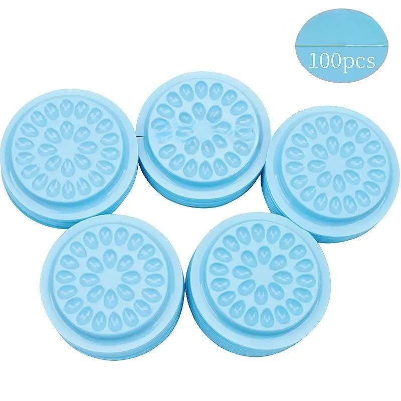 

100pcs Eyelash Glue Stand Holder Eyelash Extension Supplies Adhesive Pallet Plastic Gasket Eye Lashes Glue Pads Makeup Tool