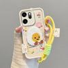 KEYSION Cartoon Cute Plush Embroidery Case for OPPO Reno14 F 5G with Lanyard Silicone Shockproof Phone Cover for OPPO Reno 14F 5G