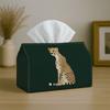 1pc Cheetah Print Tissue Box Holder - Minimalist Cheetah Face Decor Suitable for Home, Kitchen, Bathroom, Car | Tissue Dispenser for Party Supplies, H