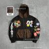 Mens Oversized Hooded Zip-Up Sweatshirt With Leopard Print Patchwork 3D Digital Design