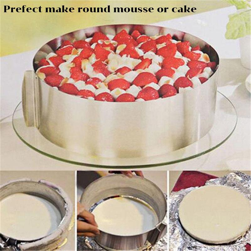2pcs/set Adjustable Cake Mousse Ring 3D Stainless Steel Round & Square Cake Mold Cake Decorating Baking Tools