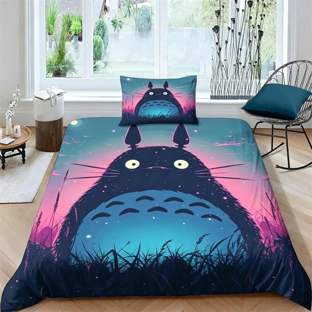Set Copripiumino Kawaii Coperta Cuscini Giappone Anime Il Mio Vicino Set Biancheria da Letto Matrimoniale King Completo Copripiumino