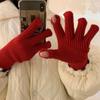 Solid Color  Gloves Windproof Student Winter Mittens Women Knitted Gloves  Female