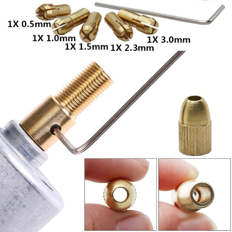 7Pcs/set Drill Chucks Adapter 0.5mm-3.2mm Mini Drill Chucks For Dremel Chuck Adapter Micro Collet Brass For Power Rotary Tool