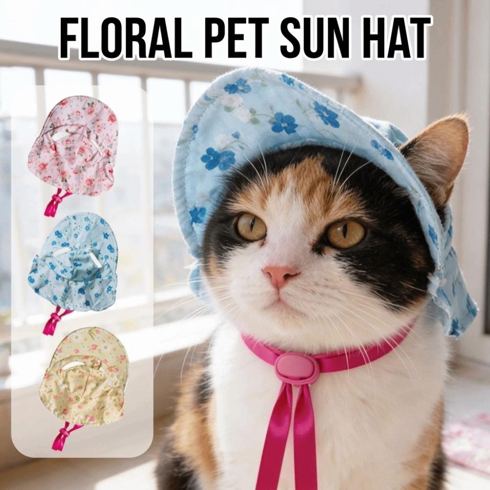 Cute Dog Hat Floral Print Pet Headwear Breathable Pet Photo Prop  Photo Shooting