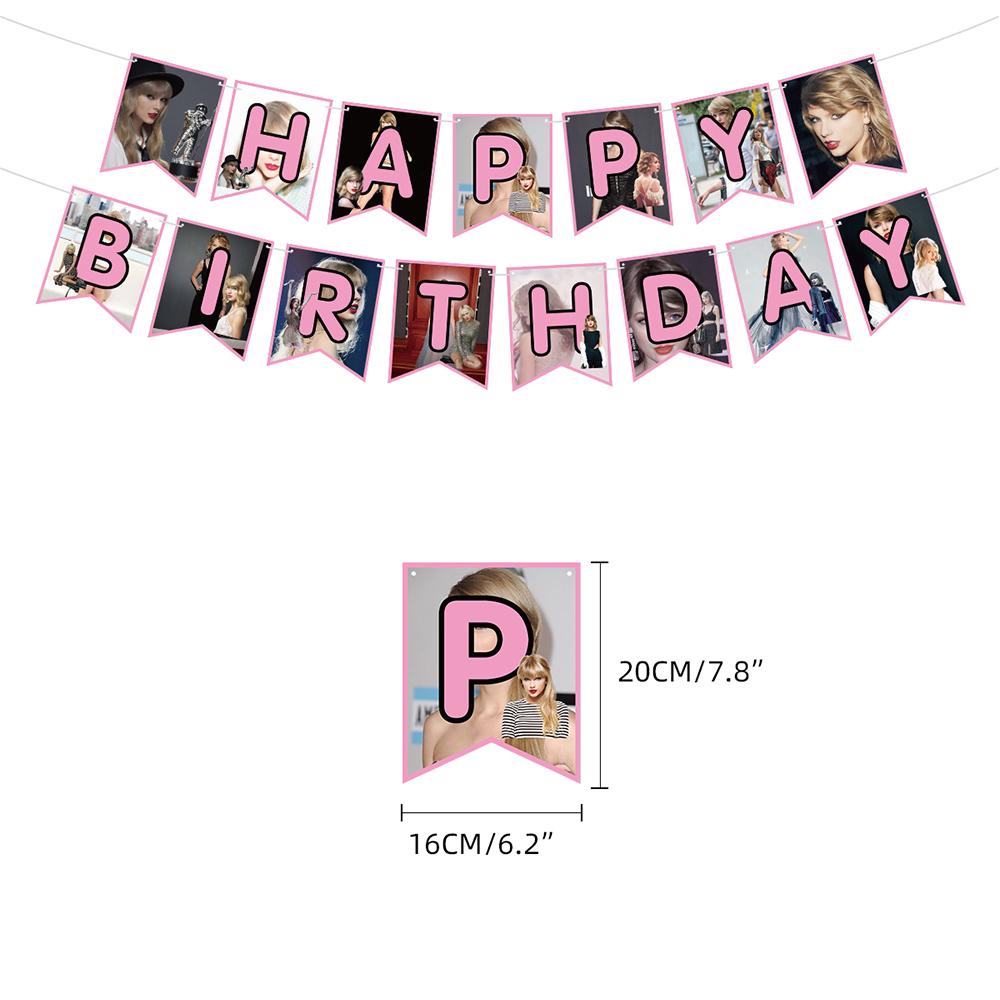 32pcs Taylor Birthday Party Decorations Including Cake Topper, Banner, Balloon
