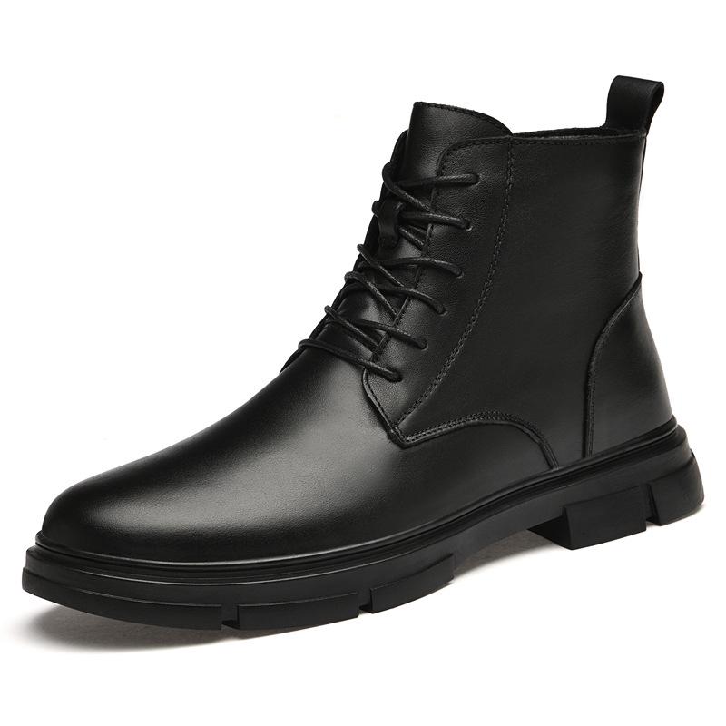 Autumn 2023 Men s British Style Mid-Top Leather Boots - Trendy Business Casual Footwear 42