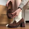Chaussures Mary Jane Plateforme Talon Épais Bout Carré Vintage pour Femmes Chaussures de Ville Élégantes à Enfiler pour Dames Escarpins pour Dames Printemps 2026