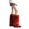 Fuzzy Faux Furs Leg Warmers Furs Heels Long Boots Cuffs Cover Has Elastic One Pair Carnivals Boot Cover Y2K JK Uniform