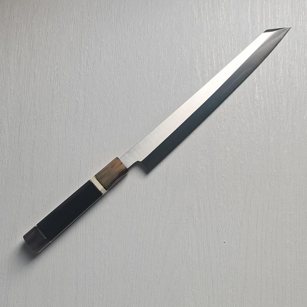 Coltello per Sashimi Lama a Filo Singolo Affilato Coltello da Chef per Affettare il Pesce Sushi Kiritsuke Coltelli da Cucina Giapponesi Manico in Ebano e Corno