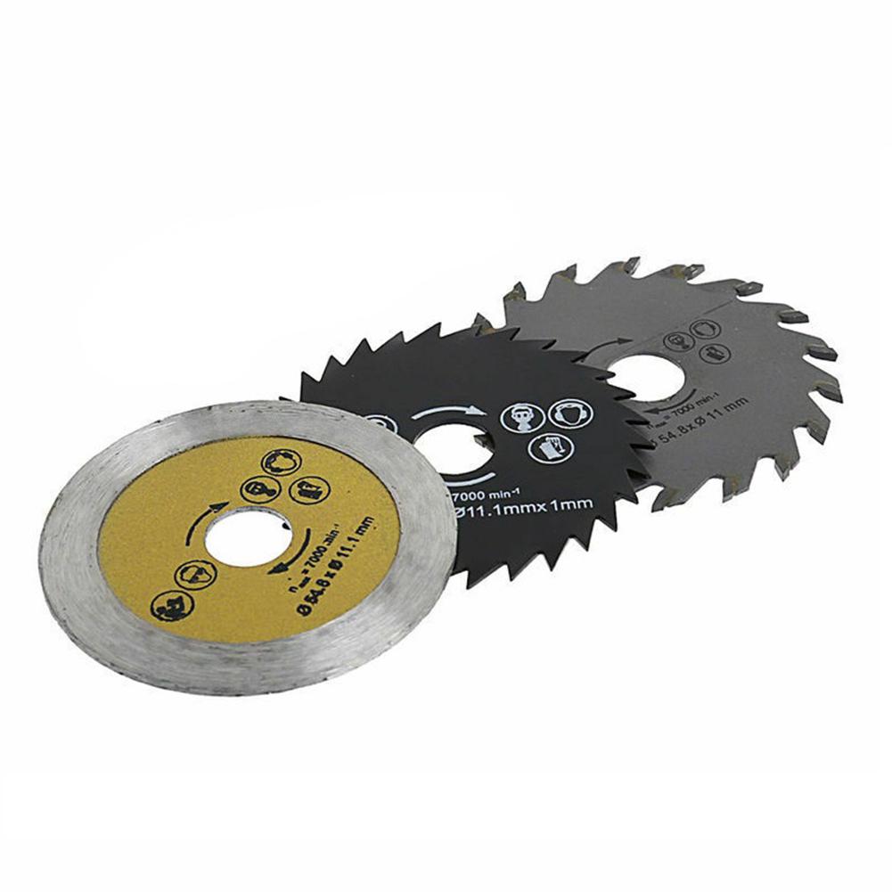 3 X HSS Mini Circular Saw Blade Set For Steel Wood-Granite Cutting 54.8x11.1mm 3 X HSS Mini Circular Saw Blade Set For Steel Wood-Granite Cutting 54.8x11.1mm