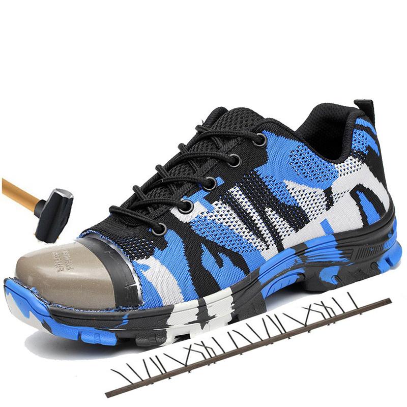 Men's Outdoor Steel Toe Cap Work Boots Shoes Men Camouflage Puncture Proof Safety Shoes Breathable Zapatos Para Hombres Tenis