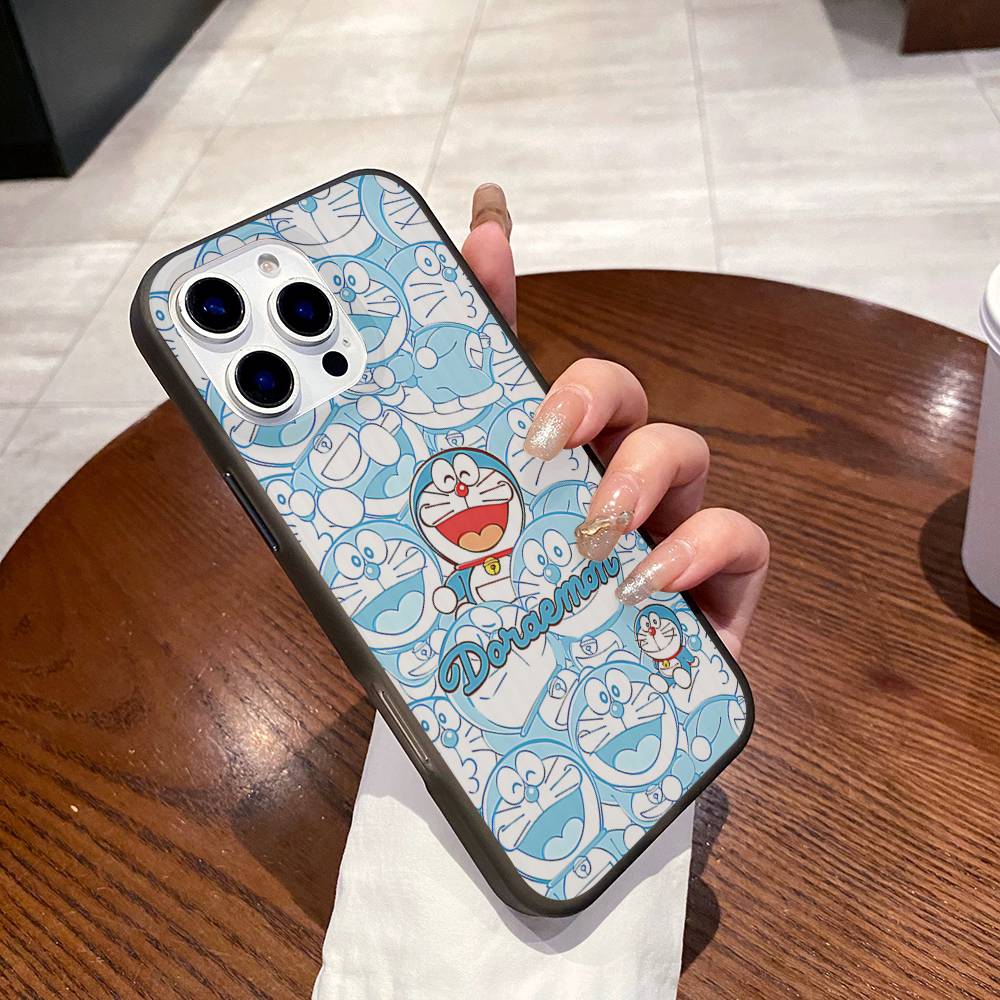 Cute Cartoon D-Doraemons For IPhone 17 16 15 11 12 13 14 Pro Max Plus Pro Corrugated Translucent Back Phone Cover