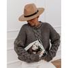 European & American Autumn/Winter V-Neck Cable Knit Loose Pullover Sweater for Women