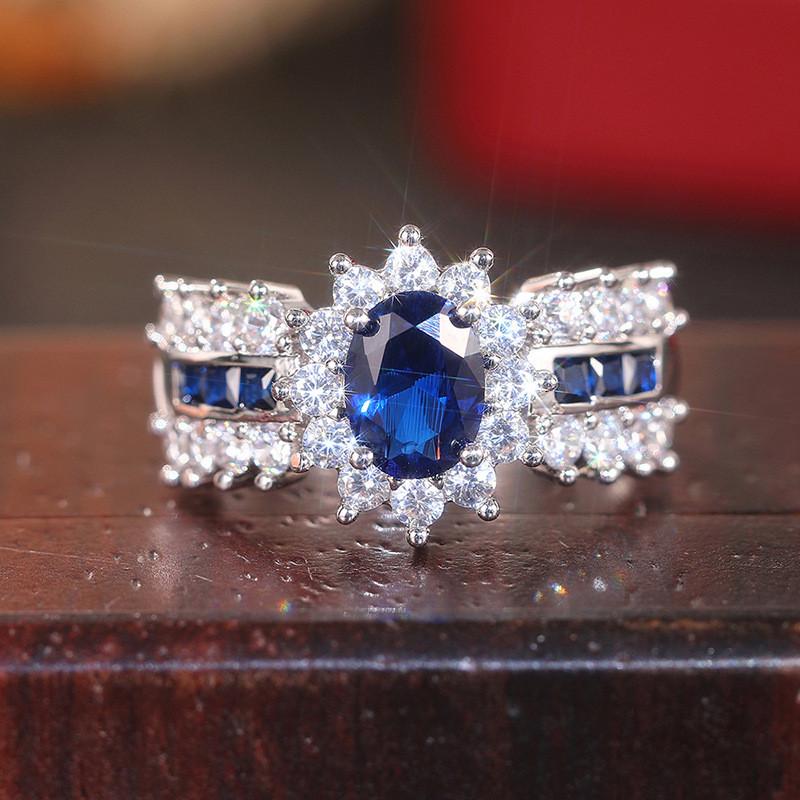 925 Sterling Silver Zircon Oval Ring Sparkling Bridal Engagement Ring for Women Luxury Jewelry Gift