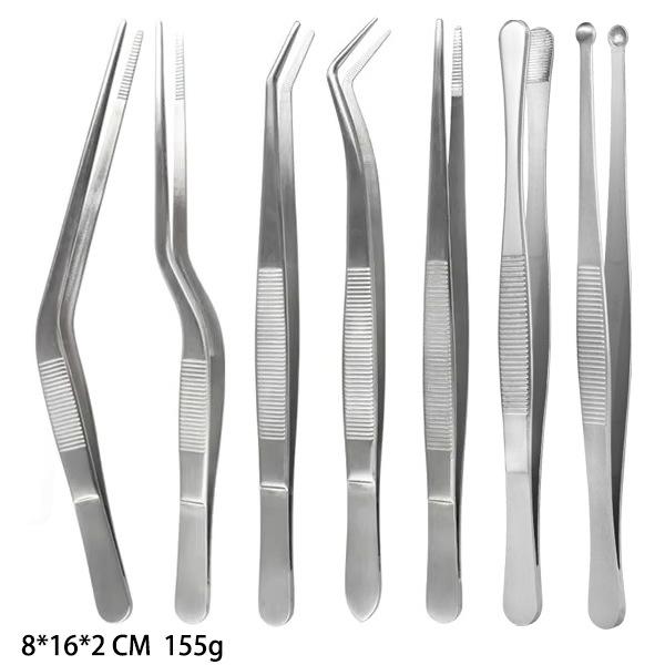 

6Pcs Stainless Steel Kitchen Tools, Heavy Duty Plating Tweezers & BBQ Tongs for Food Styling