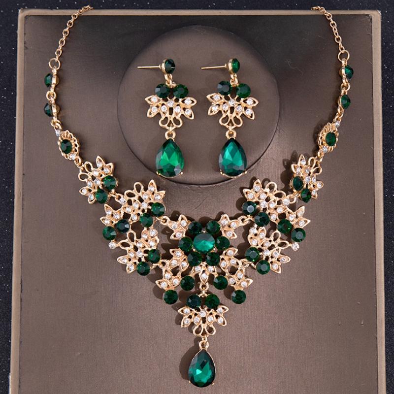 Luxus Kristall Krone Halskette Ohrring Set Strass Schmetterling Braut Schmuckset Braut Hochzeit Haarschmuck Schmuck Krone